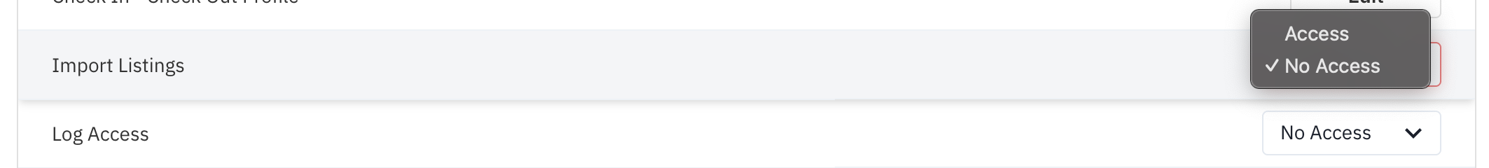 Confirmation of access granted for the remaining options